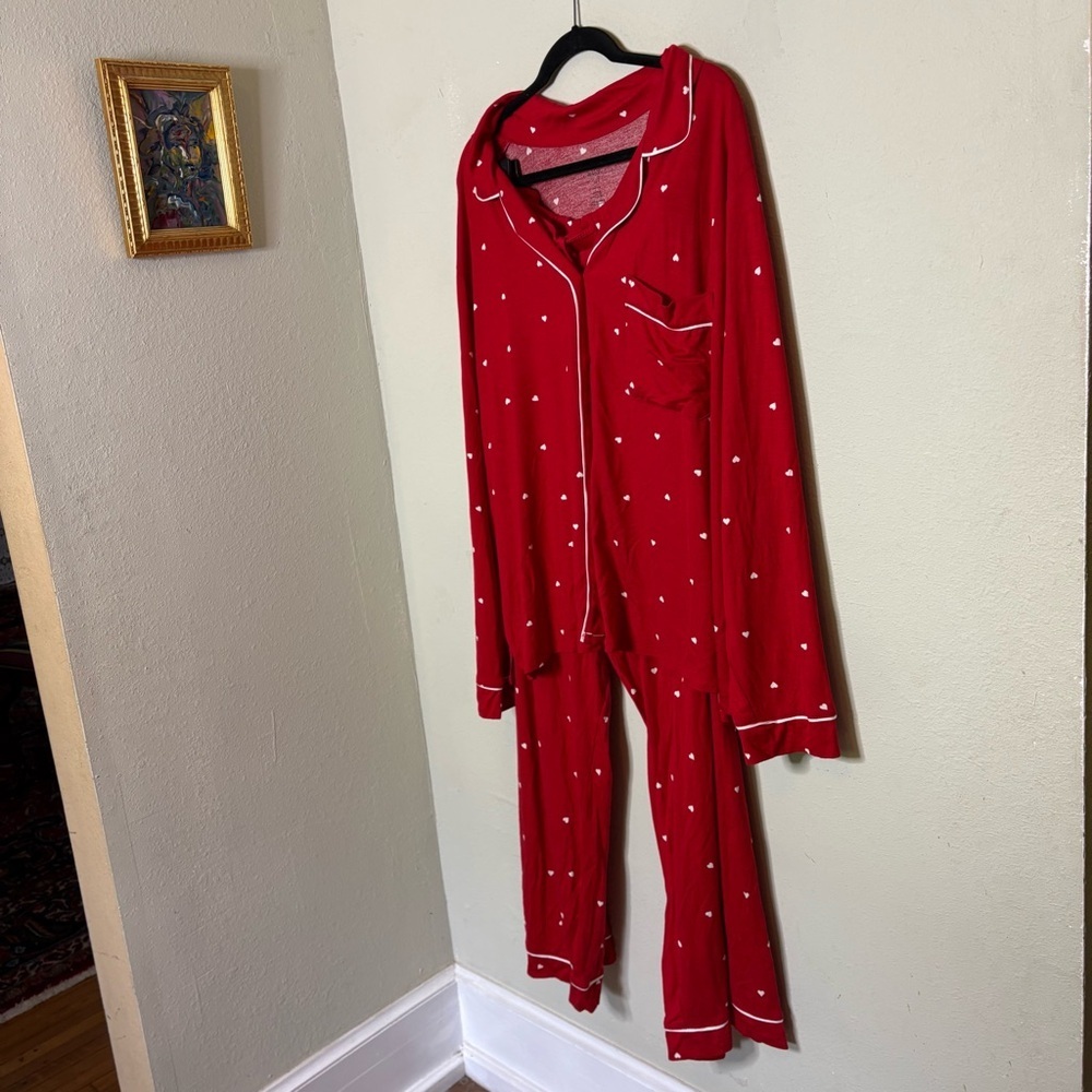 NWT Auden Red Heart-Print Kids Pajama Set with White Accents Size 3X - Picture 2 of 7